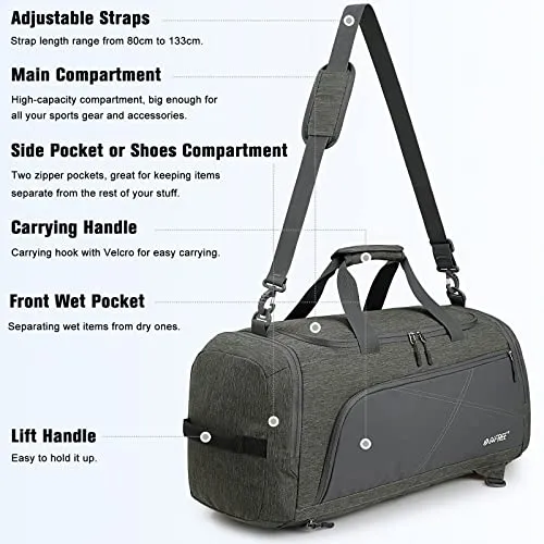 G4Free 45L 3-Way Duffle Backpack with Wet Pocket & Shoes Compartment