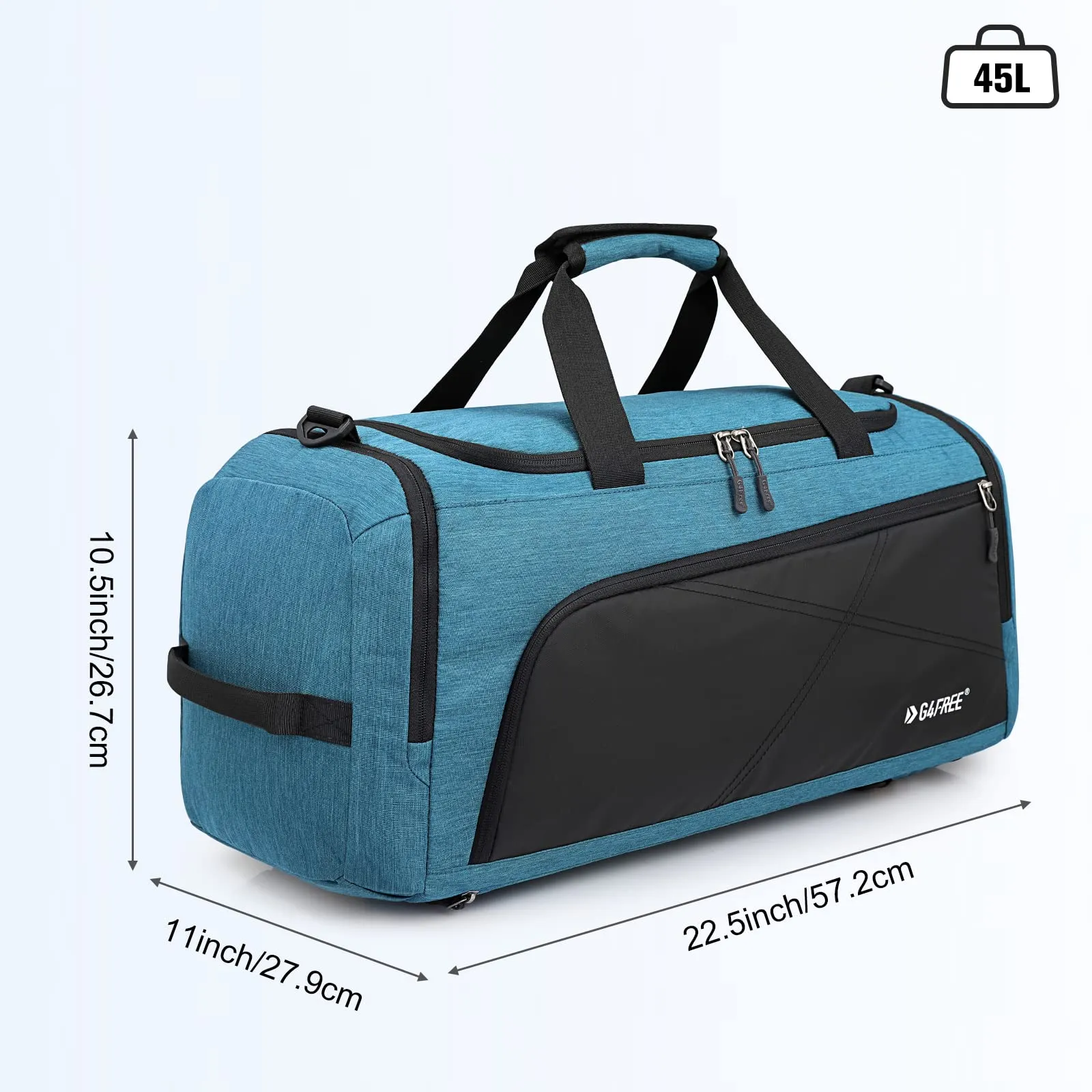 G4Free 45L 3-Way Duffle Backpack with Wet Pocket & Shoes Compartment