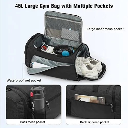 G4Free 45L 3-Way Duffle Backpack with Wet Pocket & Shoes Compartment