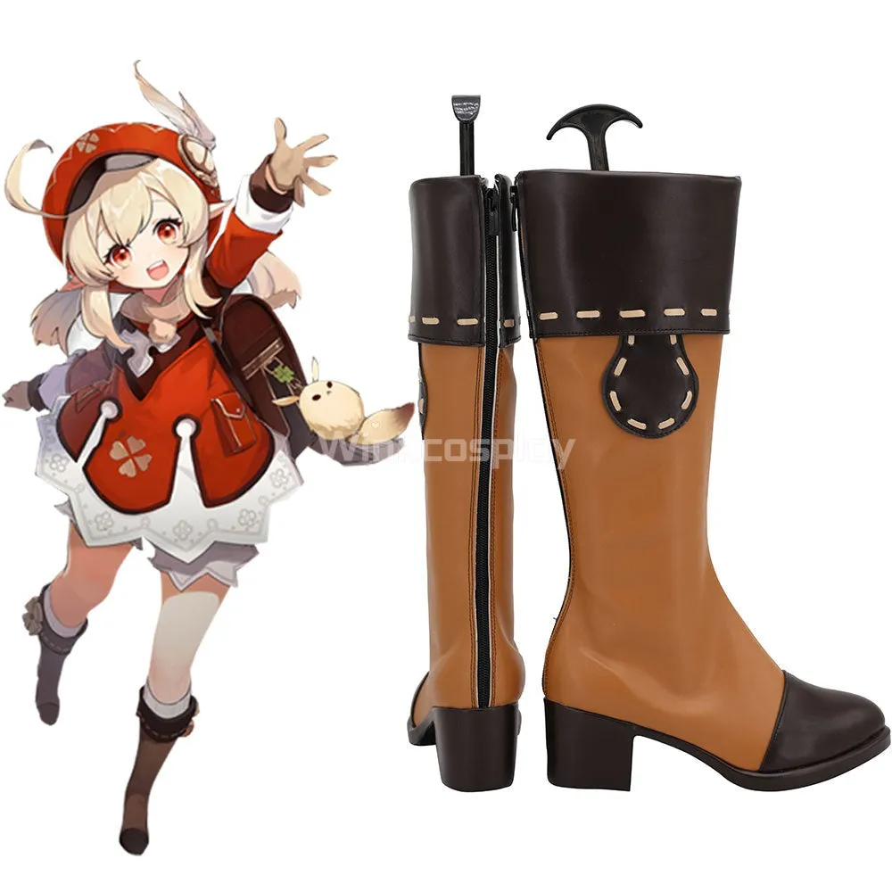 Genshin Impact Klee Brown Shoes Cosplay Boots