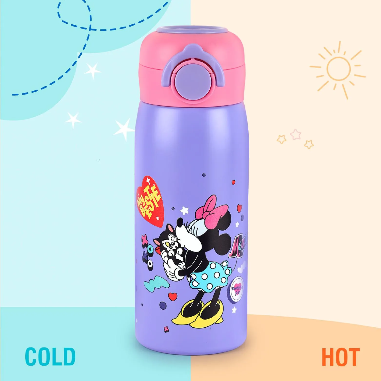 Giggle 3D Touch & Feel Designs One Click Push Thermosteel Flask, 380 ml