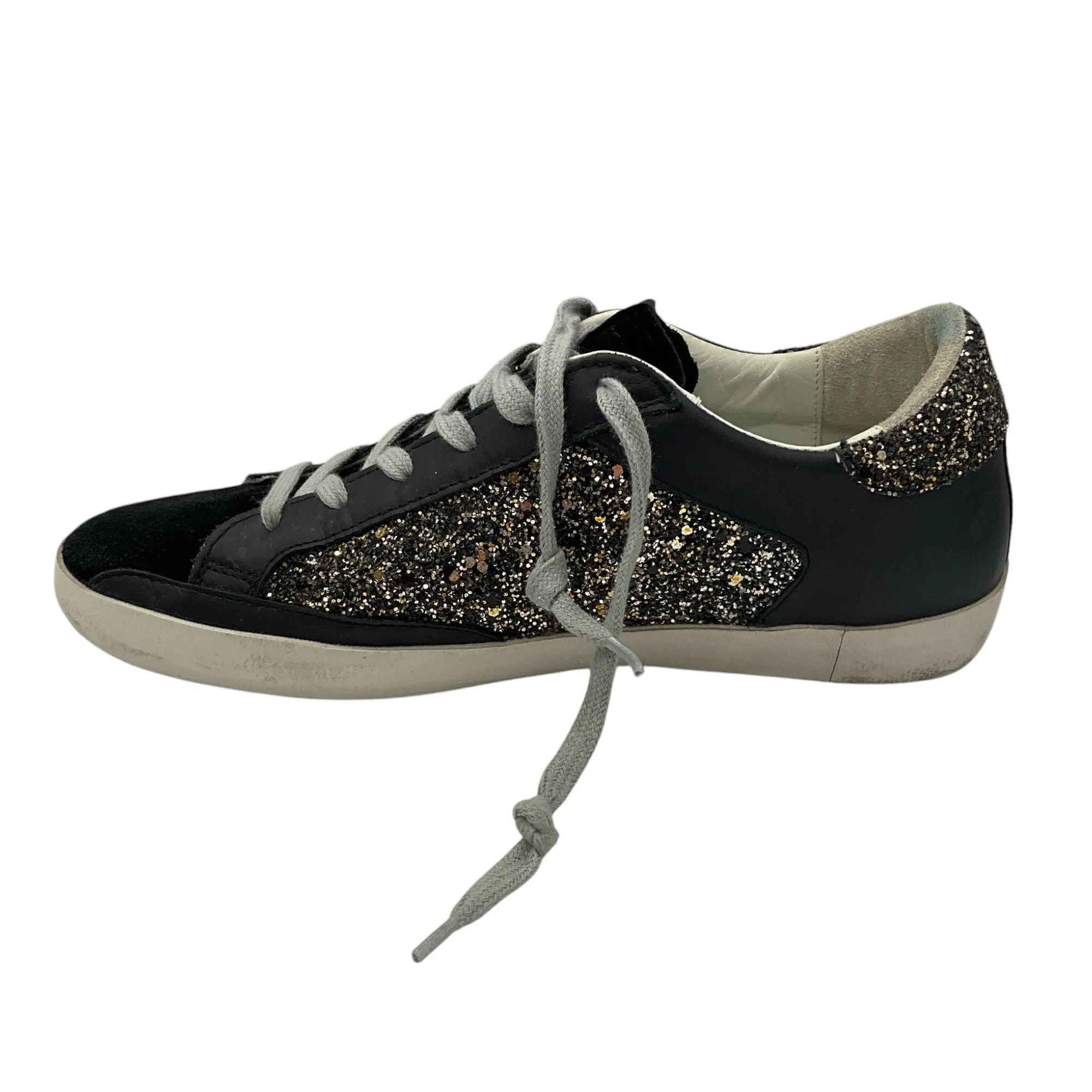 Golden Goose Deluxe Brand Black / Red Glitter Superstar Sneakers