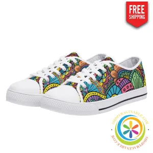 Happy Doodle Ladies Low Top Canvas Shoes