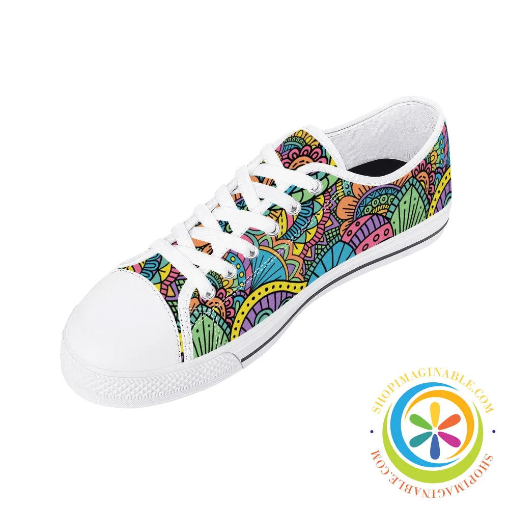 Happy Doodle Ladies Low Top Canvas Shoes