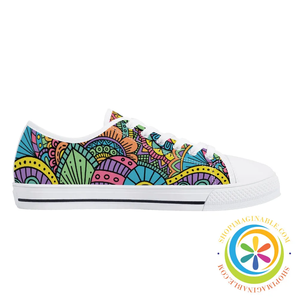 Happy Doodle Ladies Low Top Canvas Shoes