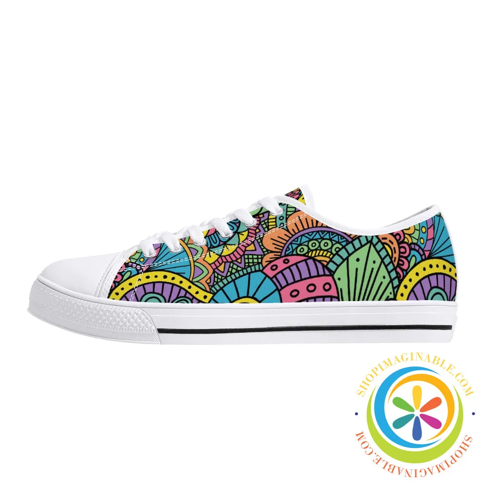 Happy Doodle Ladies Low Top Canvas Shoes