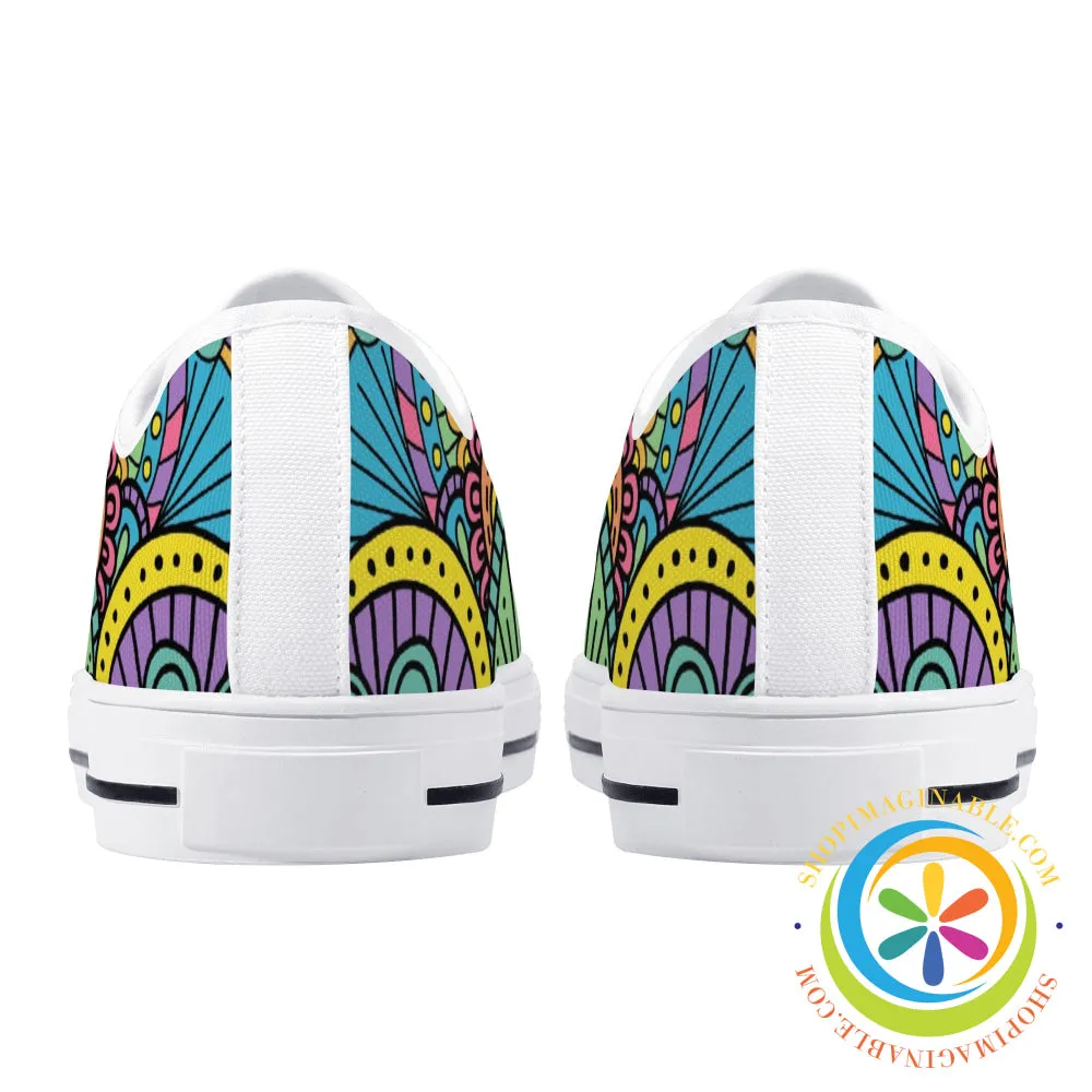 Happy Doodle Ladies Low Top Canvas Shoes