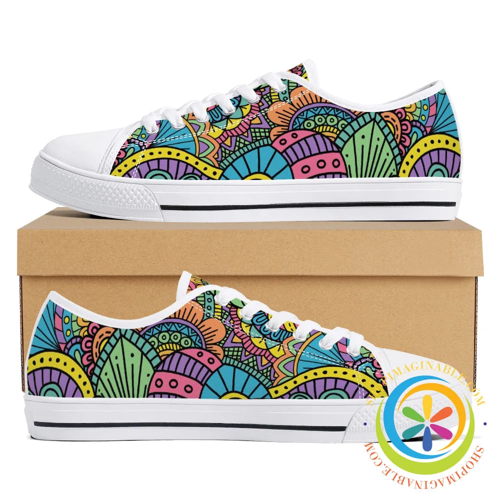 Happy Doodle Ladies Low Top Canvas Shoes