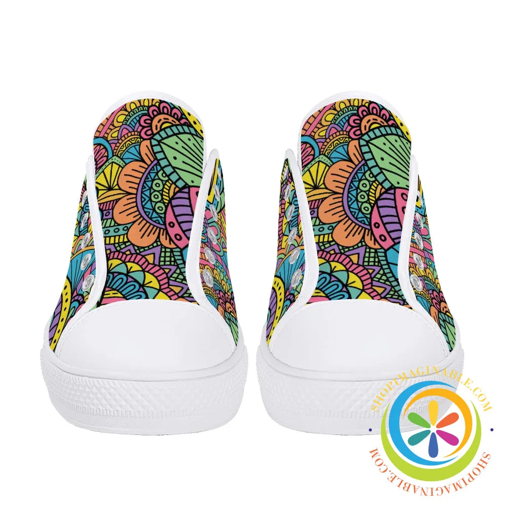 Happy Doodle Ladies Low Top Canvas Shoes