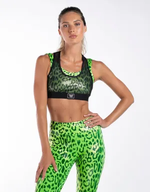 Heroine Sport Panther Bra - Green Panther