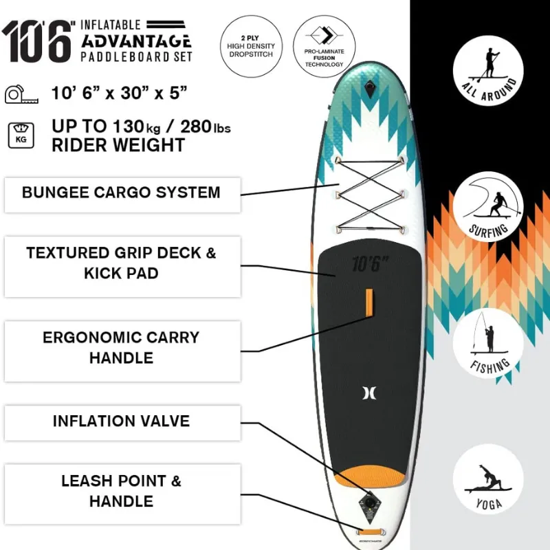 Hurley 10'6" Advantage Inflatable Paddle Board SUP - Outsider