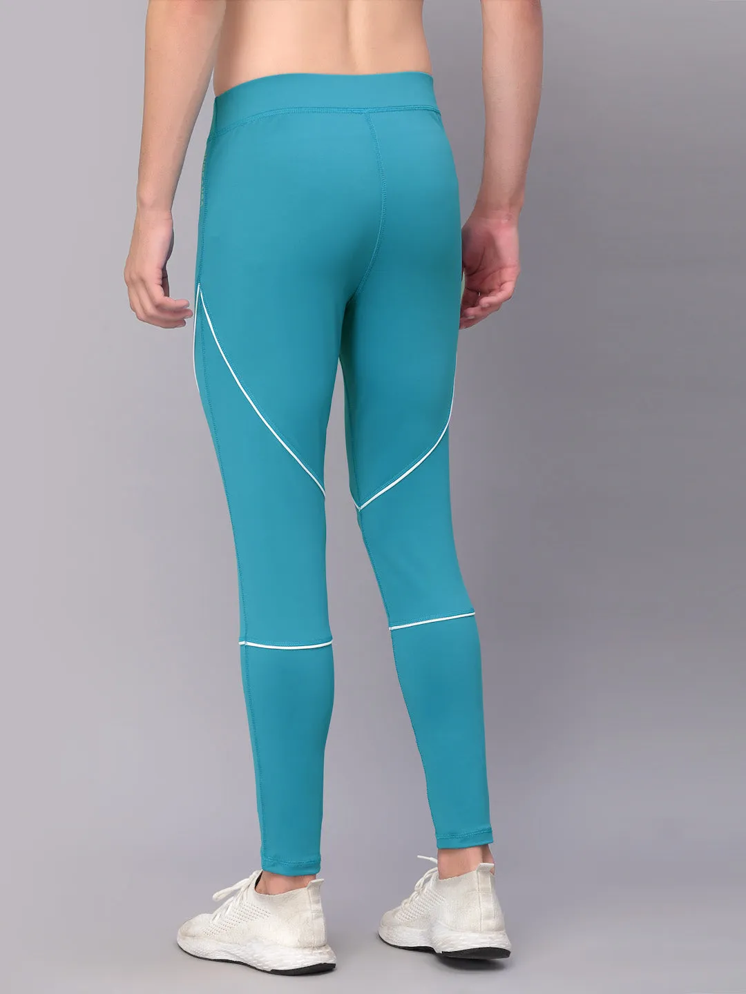 JUMP USA Men Teal Rapid Dry-Fit Antimicrobial Running Tights