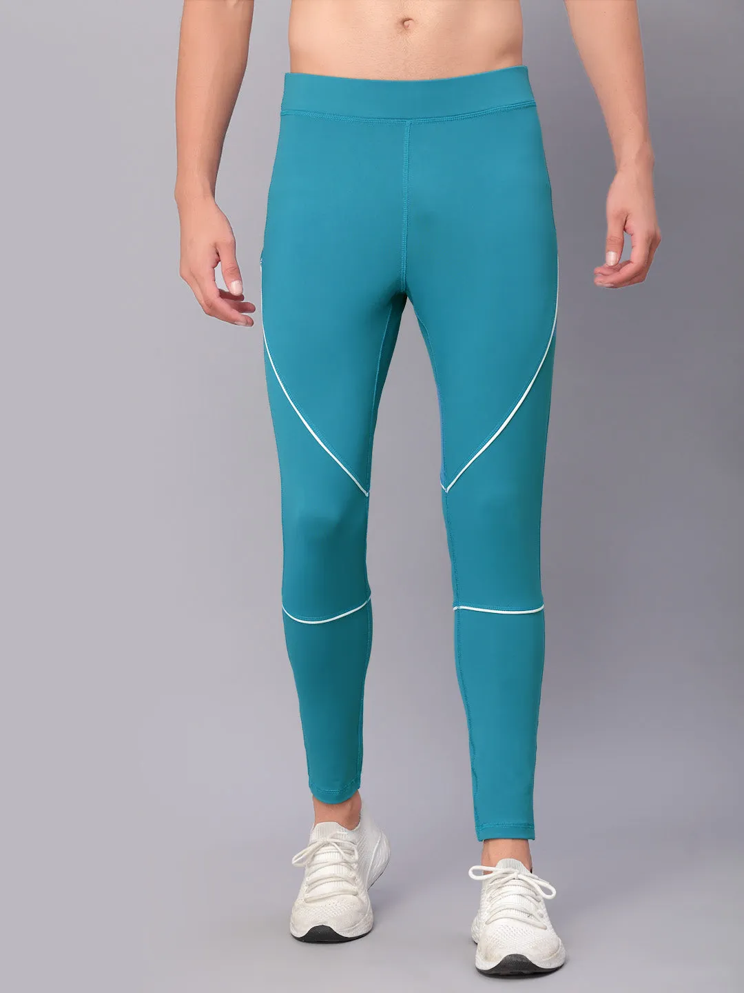 JUMP USA Men Teal Rapid Dry-Fit Antimicrobial Running Tights