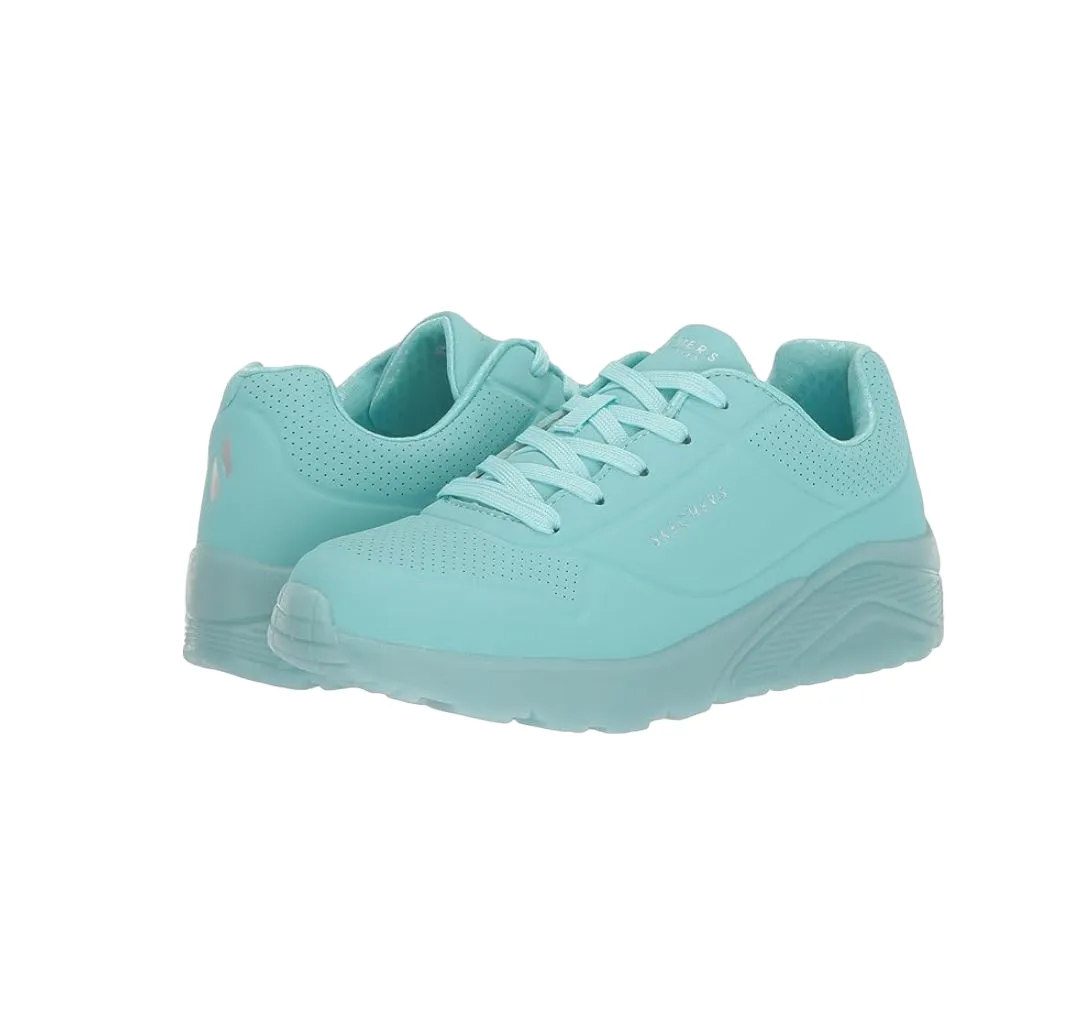 Kids Skechers Uno Ice Turquoise Comfy Unisex Running Shoe