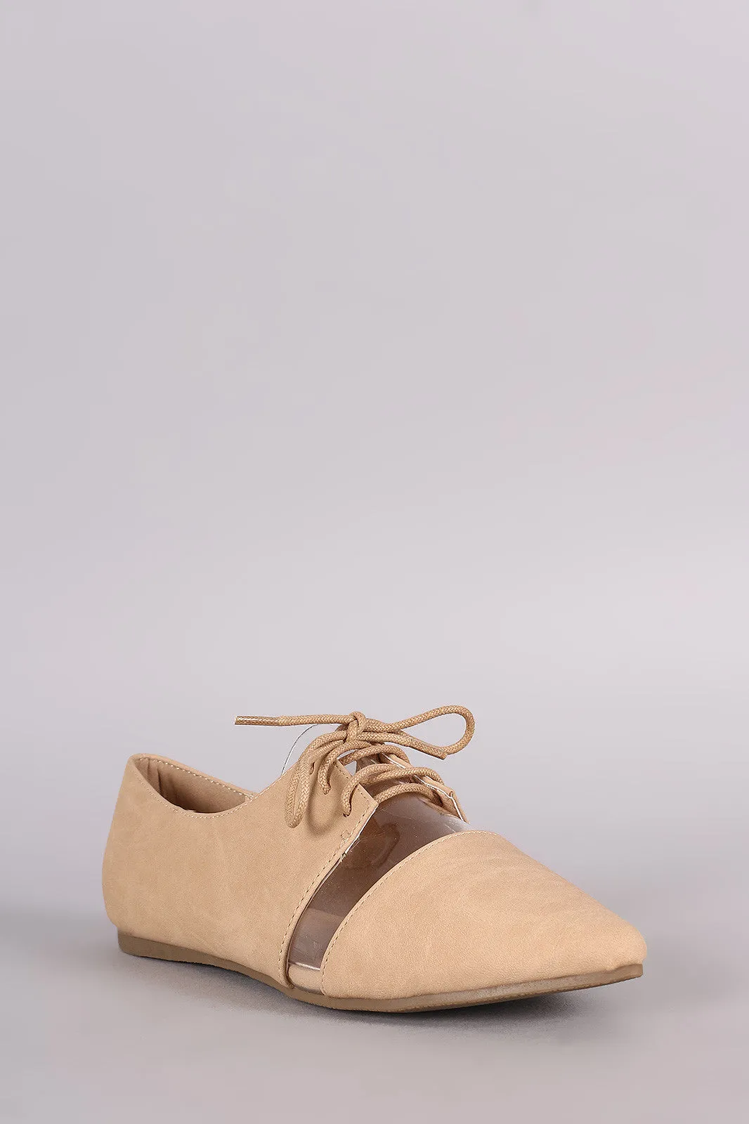 Liliana Lucite Inset Lace-Up Oxford Flat