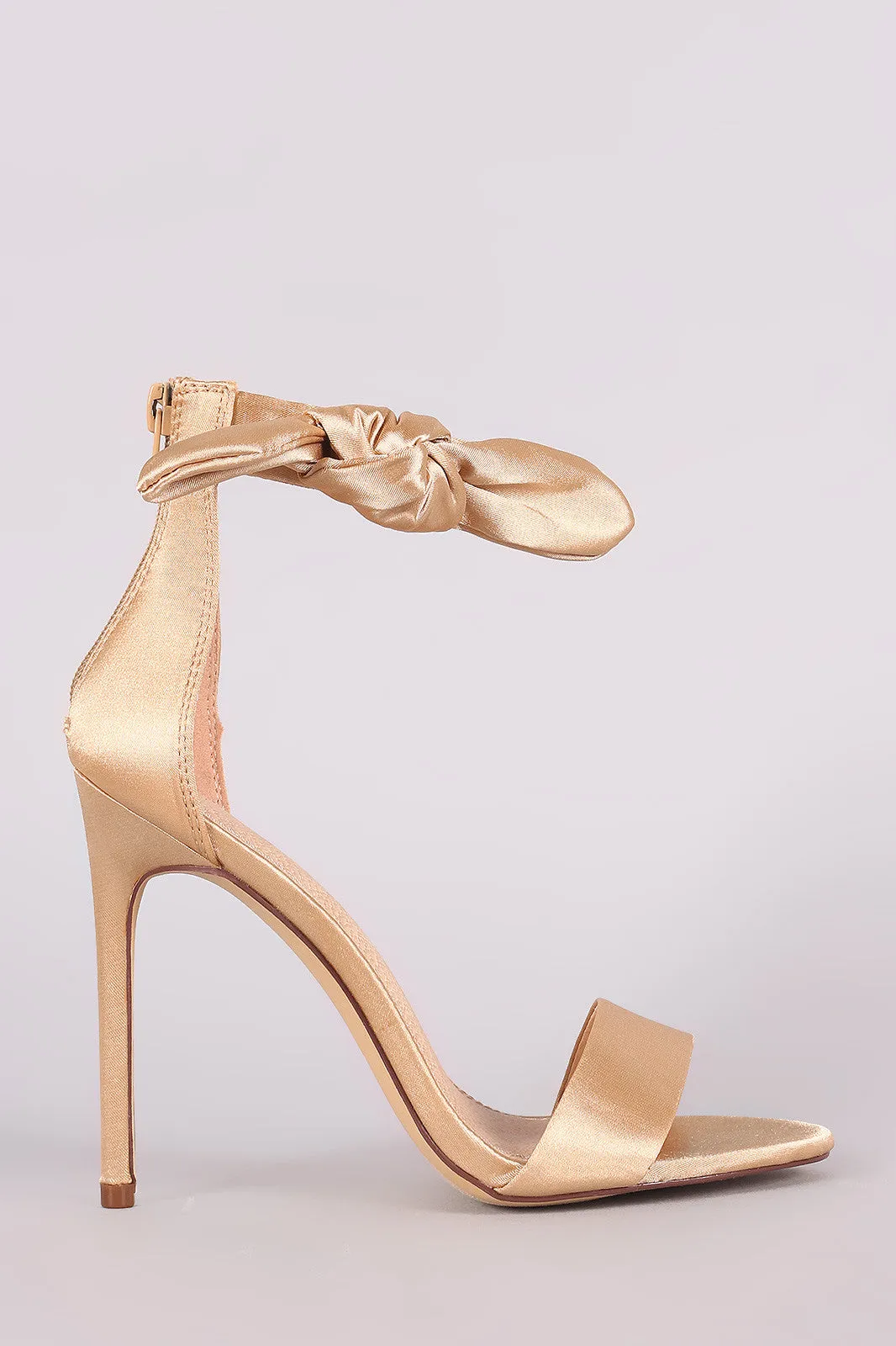 Liliana Satin Open Toe Side Knotted Bow Stiletto Heel