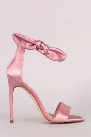 Liliana Satin Open Toe Side Knotted Bow Stiletto Heel