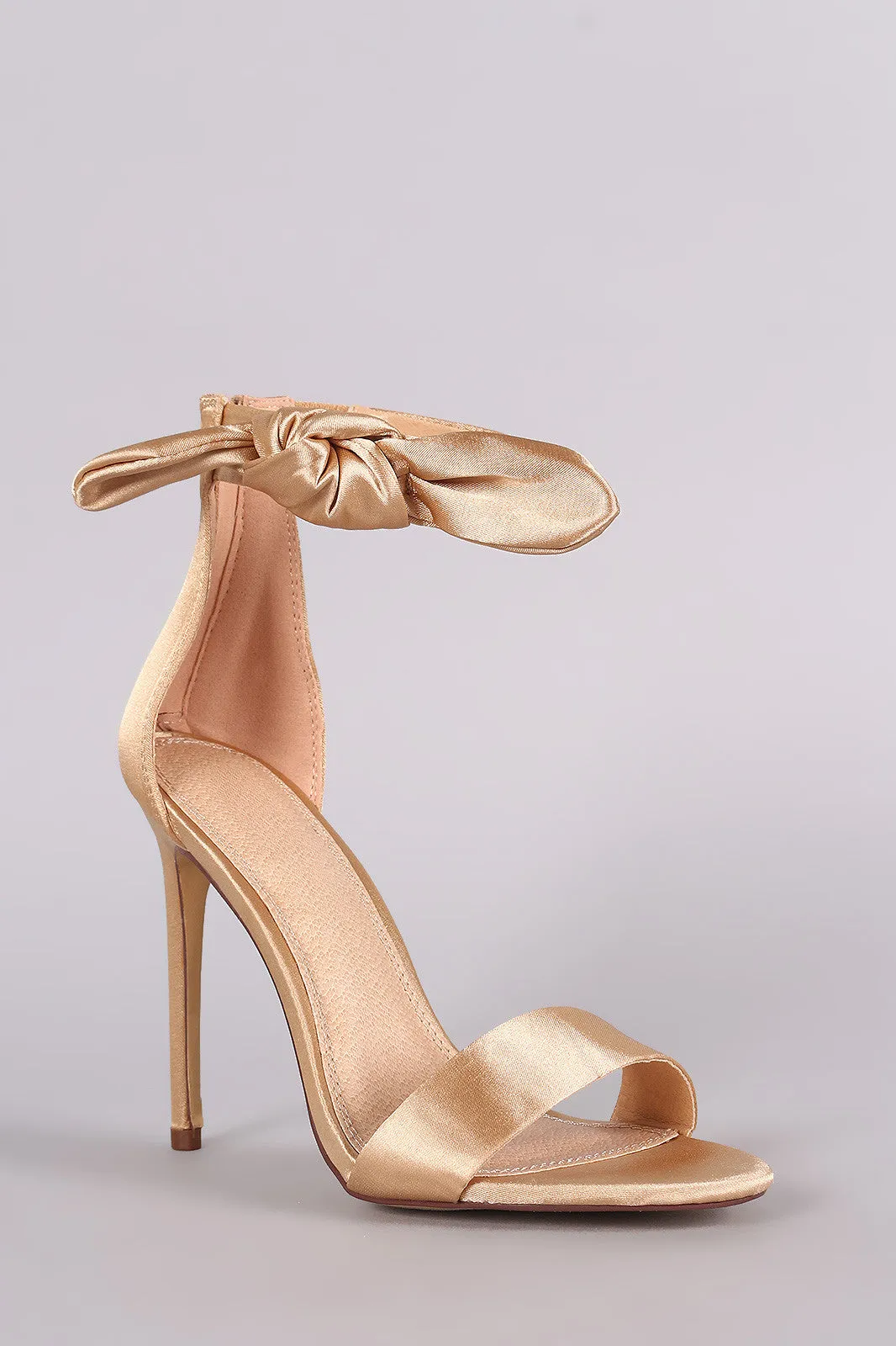 Liliana Satin Open Toe Side Knotted Bow Stiletto Heel