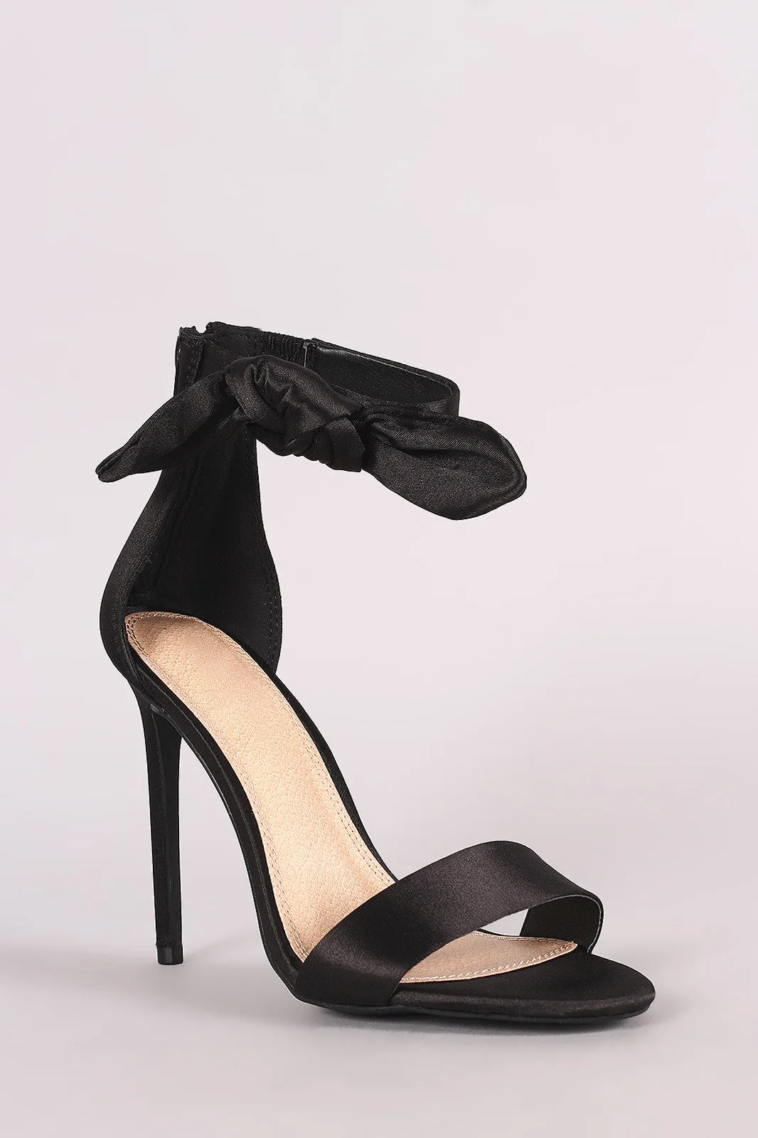 Liliana Satin Open Toe Side Knotted Bow Stiletto Heel