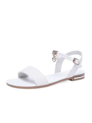 Lovely Students Metal Buckle Flat-Heeled Sandals