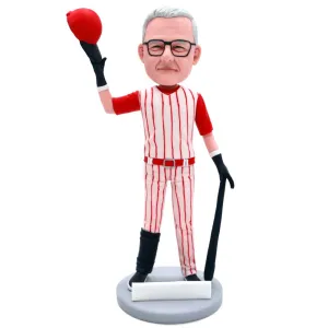 Male Baseball Athletes In Professional Sportswear Cheering For Win Custom Figure Bobbleheads