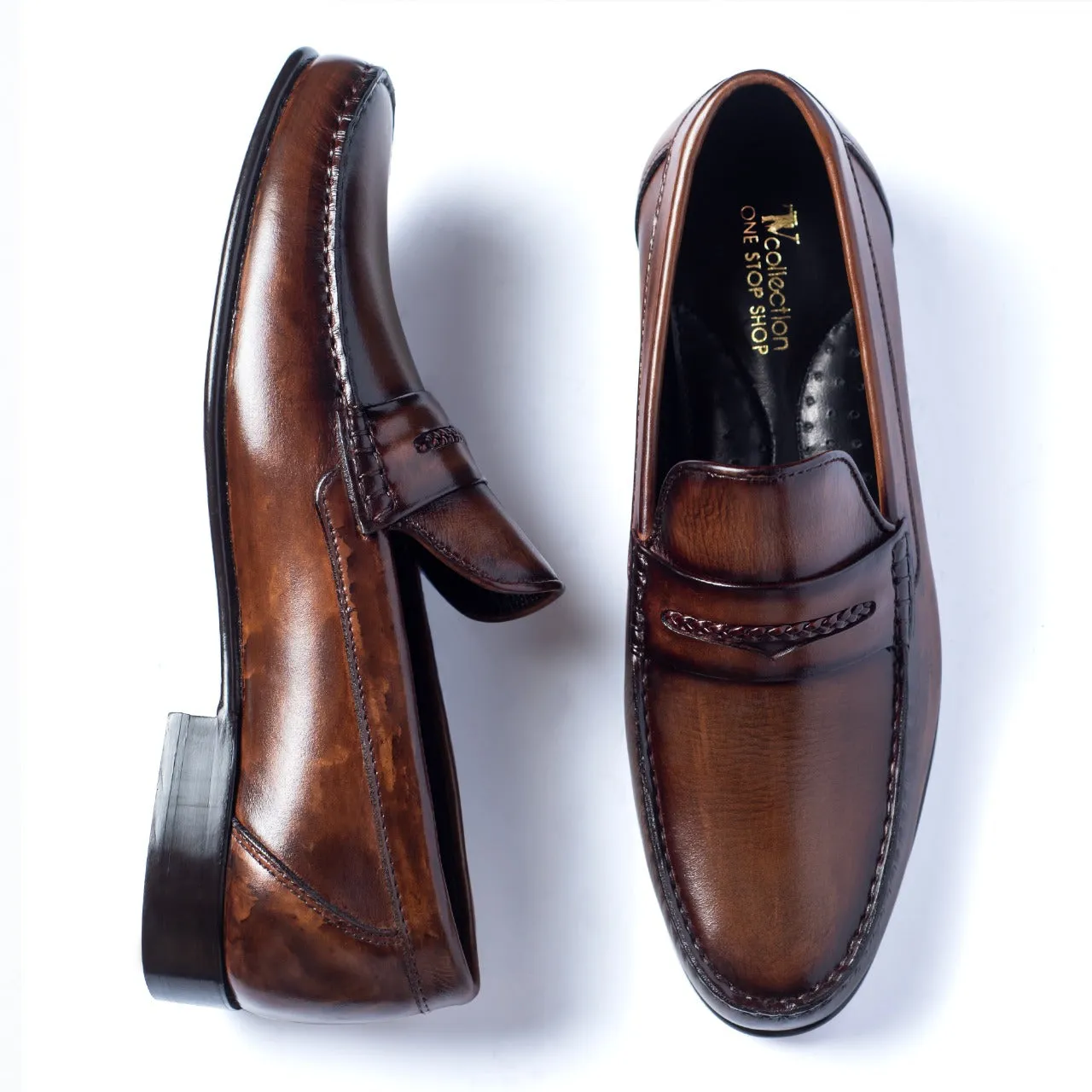 Men's Leather brown loafer -tnv collection