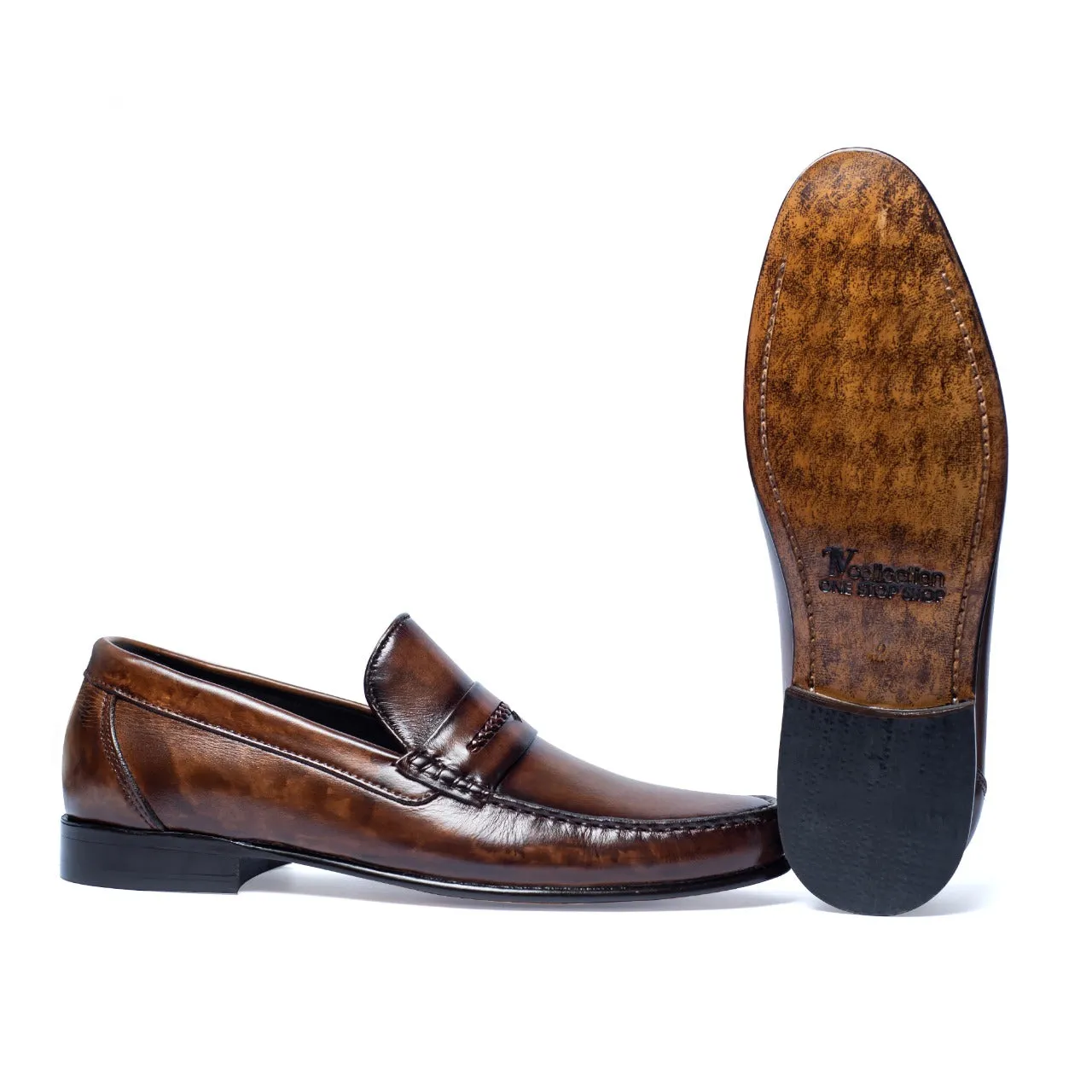 Men's Leather brown loafer -tnv collection