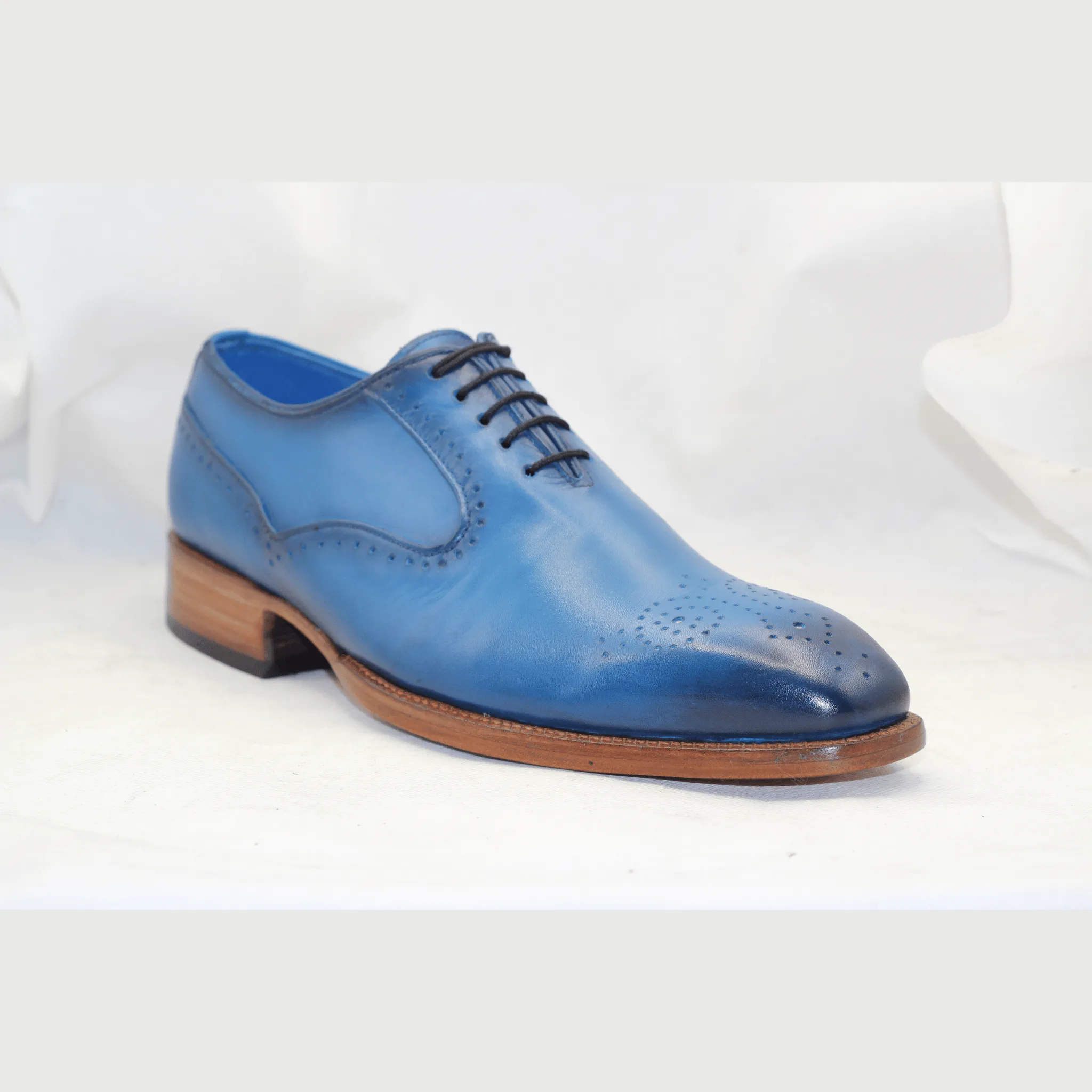 Men's Luxury Blue Oxford Shoes – Handcrafted Elegance Premium Blue Dress Shoes for Men – Timeless Style