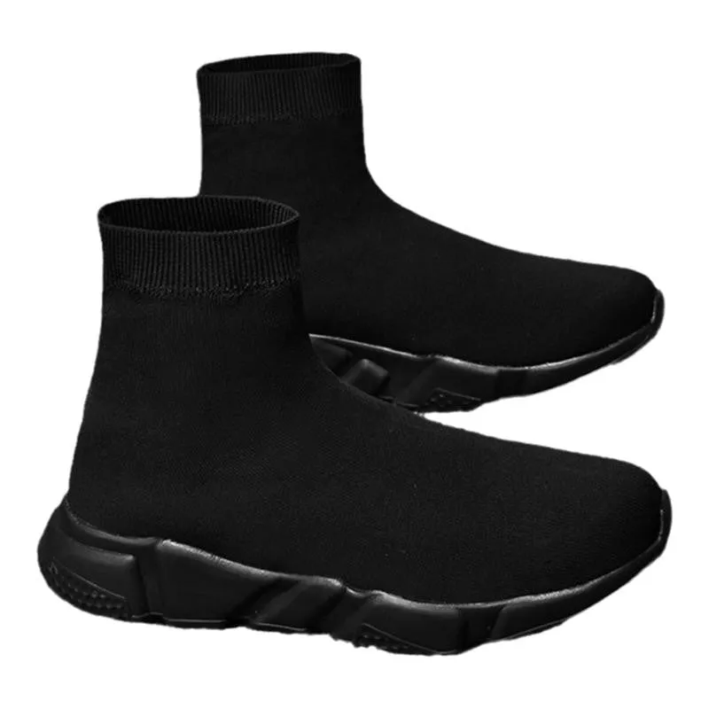 Men's Shoes Women's Shoes Fabric Sock Shoes Men's Lazy Sticky Leather Top Sneakers