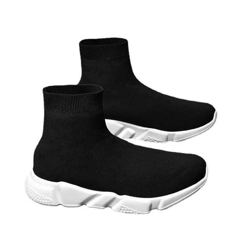 Men's Shoes Women's Shoes Fabric Sock Shoes Men's Lazy Sticky Leather Top Sneakers