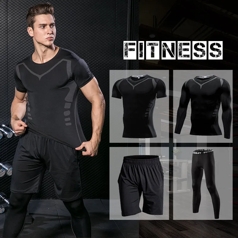 Men's Tight Sports Suit Gym Fitness Compression Tracksuit Running Sport Set Jogging Sportwear Workout Sports Clothing Rash Guard