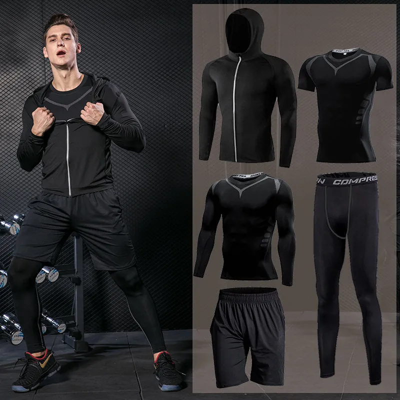 Men's Tight Sports Suit Gym Fitness Compression Tracksuit Running Sport Set Jogging Sportwear Workout Sports Clothing Rash Guard