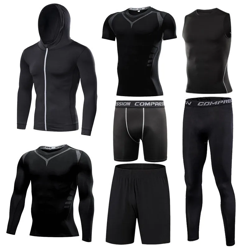 Men's Tight Sports Suit Gym Fitness Compression Tracksuit Running Sport Set Jogging Sportwear Workout Sports Clothing Rash Guard