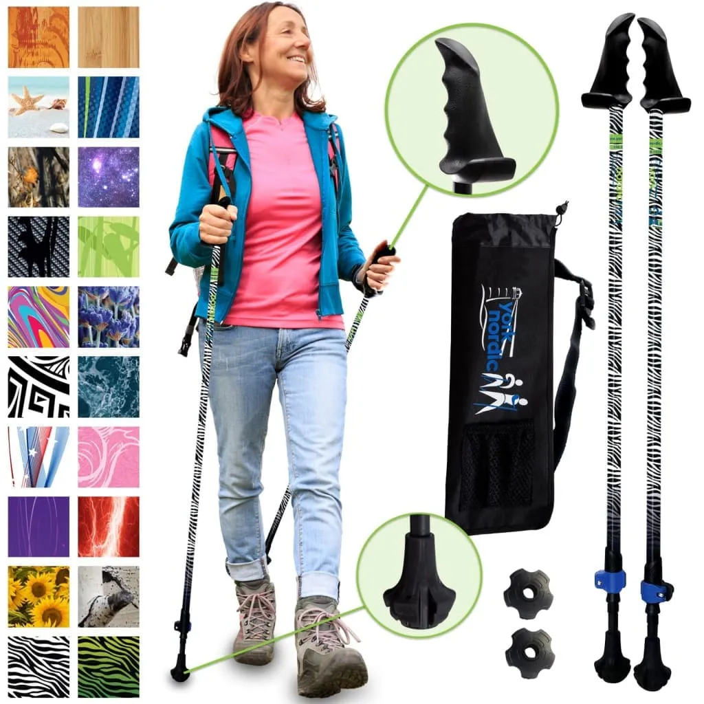 Motivator Walking Poles for Balance and Rehab - Patented Stability Grips - Lightweight, Adjustable, and Collapsible -2 Pieces Adjustable w/flip Locks, Detachable feet and Travel Bag - For Heights up to 6'2"