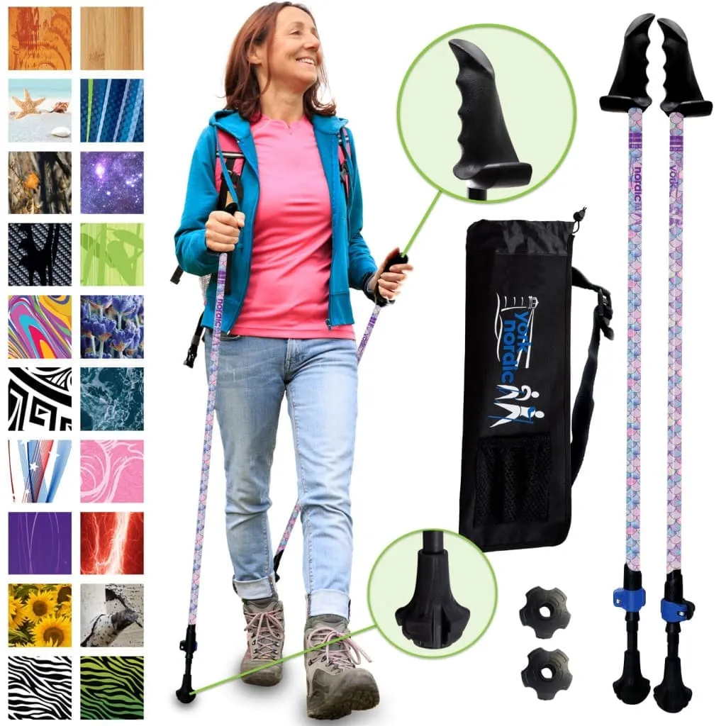 Motivator Walking Poles for Balance and Rehab - Patented Stability Grips - Lightweight, Adjustable, and Collapsible -2 Pieces Adjustable w/flip Locks, Detachable feet and Travel Bag - For Heights up to 6'2"