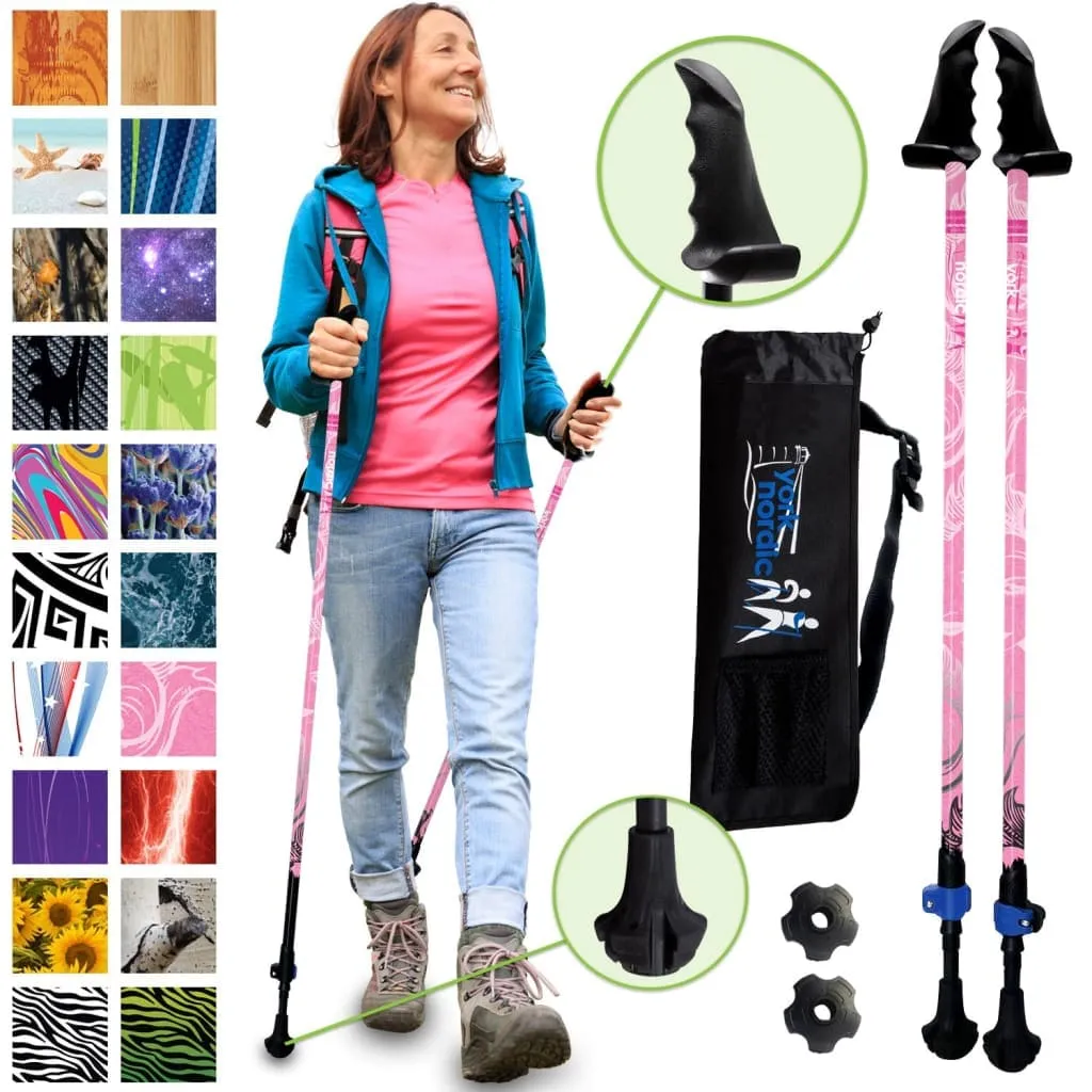 Motivator Walking Poles for Balance and Rehab - Patented Stability Grips - Lightweight, Adjustable, and Collapsible -2 Pieces Adjustable w/flip Locks, Detachable feet and Travel Bag - For Heights up to 6'2"