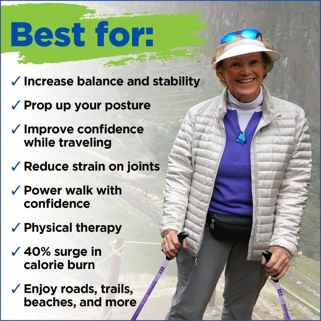 Motivator Walking Poles for Balance and Rehab - Patented Stability Grips - Lightweight, Adjustable, and Collapsible -2 Pieces Adjustable w/flip Locks, Detachable feet and Travel Bag - For Heights up to 6'2"