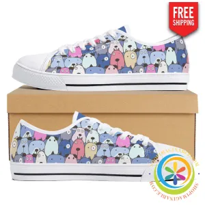 My Dog Walking Ladies Low Top Canvas Shoes