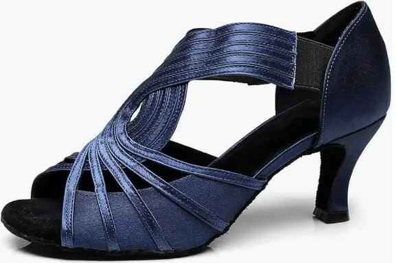 Navy Blue Ballroom Latin Dance Shoes Salsa Dancing Shoes