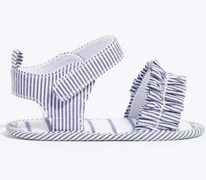 Navy Stripe Ruffle Soft Sole Sandals