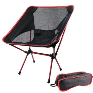 Outdoor Camping Lounge Beach Portable Folding Chair(Red)