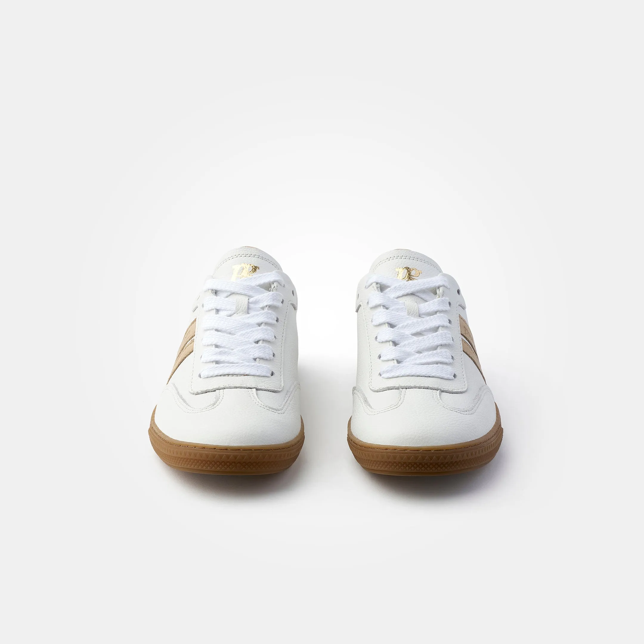 Paul Green Soft Leather Trainers in White & Beige