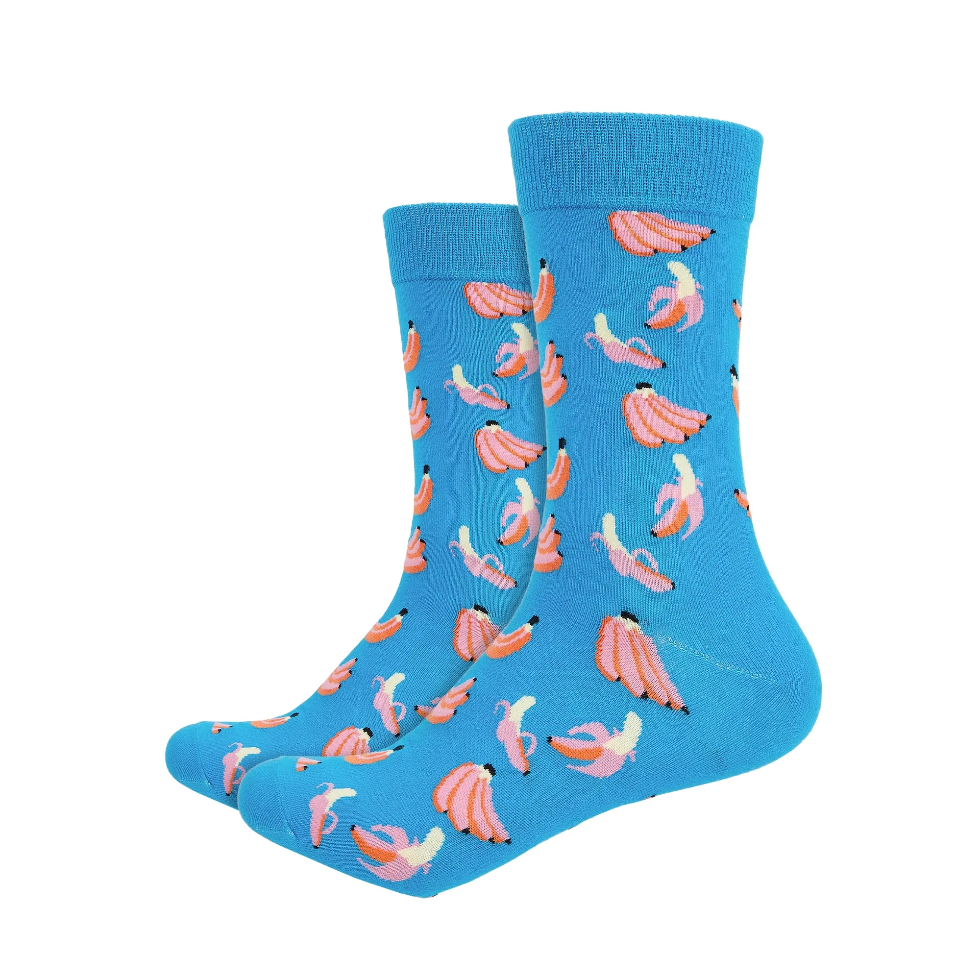 Pink Banana Printed Crew Length Socks