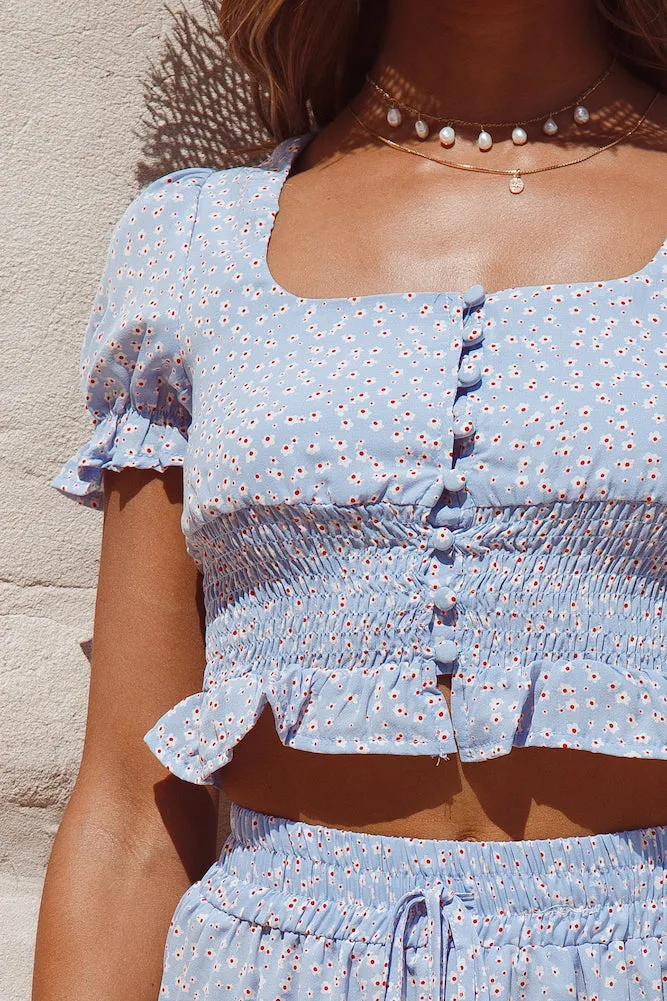 Powdered Snow Crop Top Blue