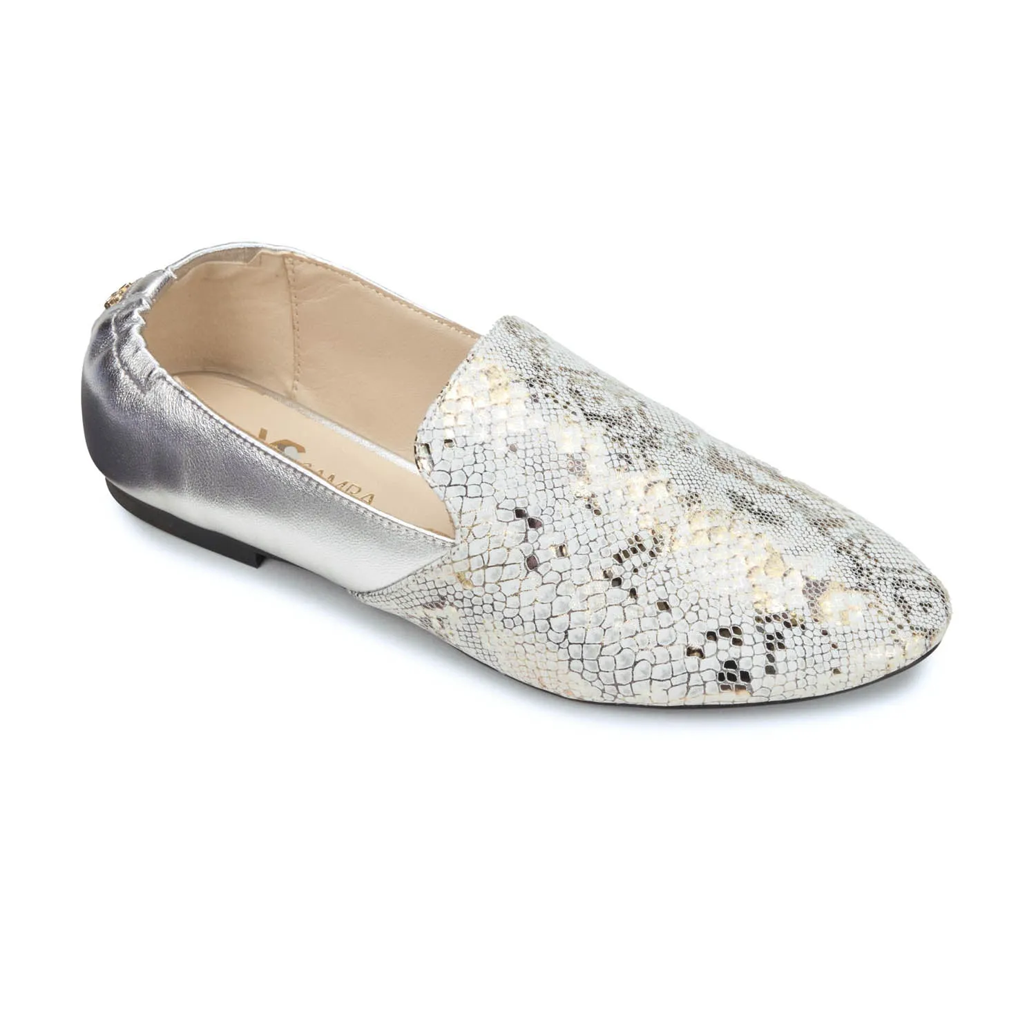 Preslie Loafer in Silver Snake Leather