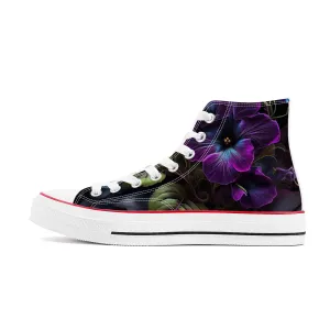 Purple Hibiscus High Top Canvas Shoes