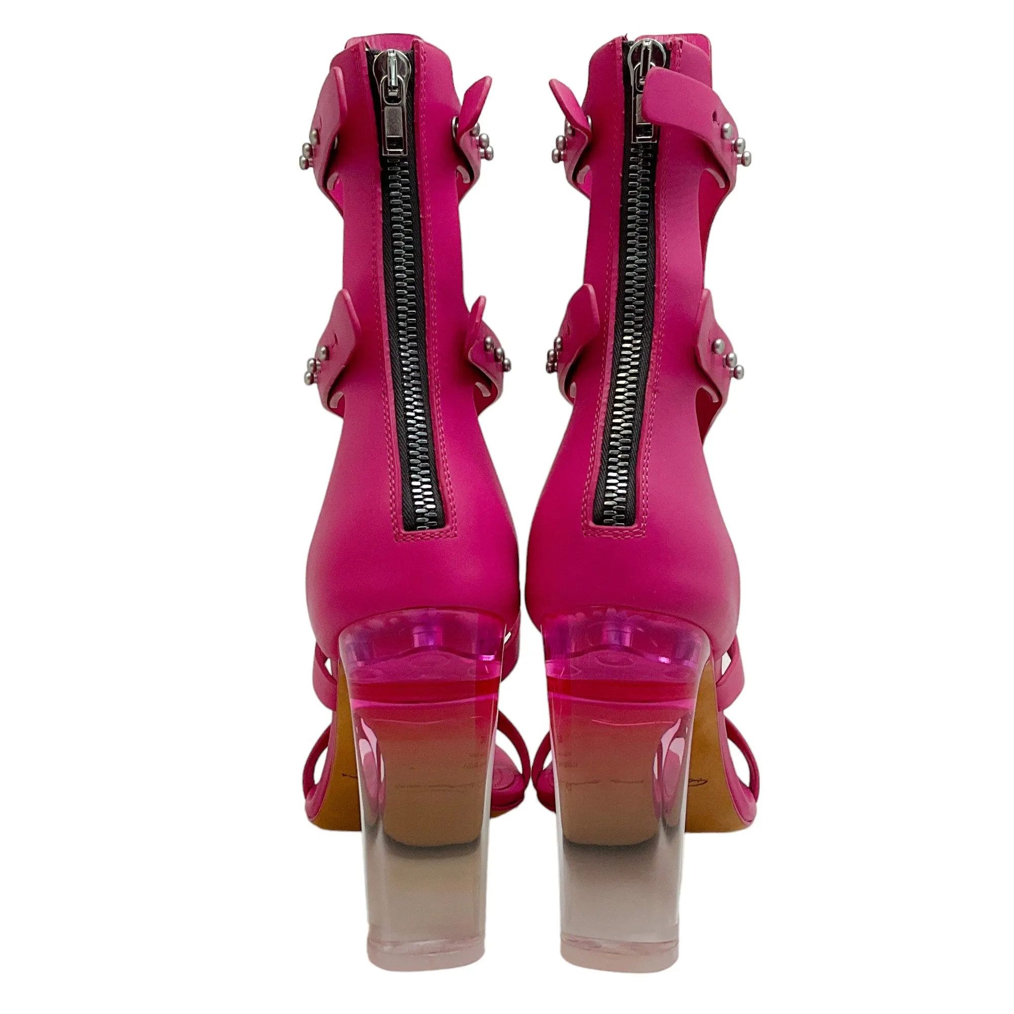 Rick Owens Fuchsia Leather Ankle Spartans Sandals