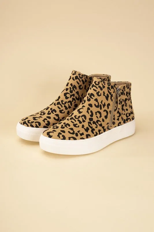 Route-S High Top Leopard Sneakers