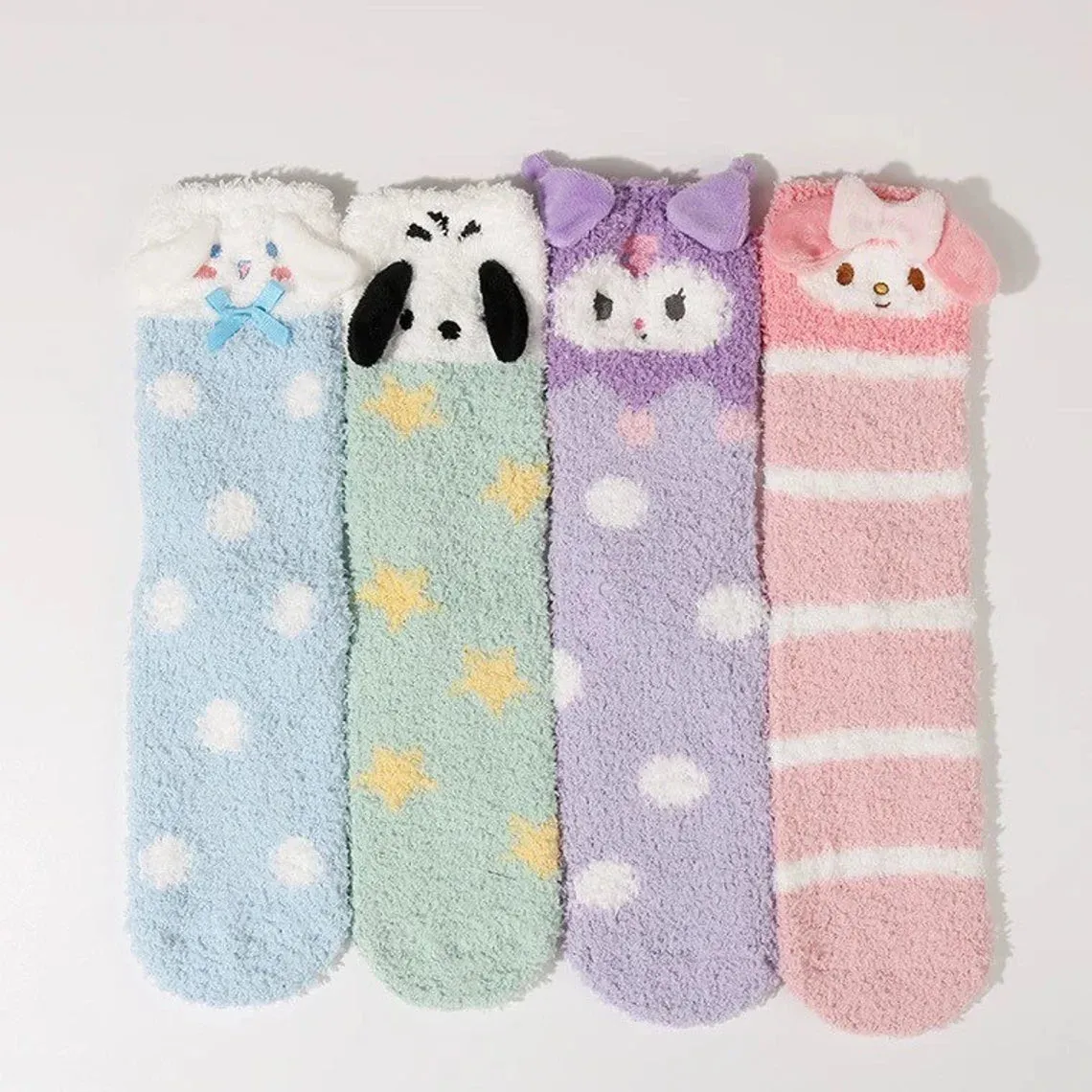 Sanrio My Melody Kuromi Cinnamoroll Pochacco Fluffy Home Warm Sock with Soft Color Winter Accessories