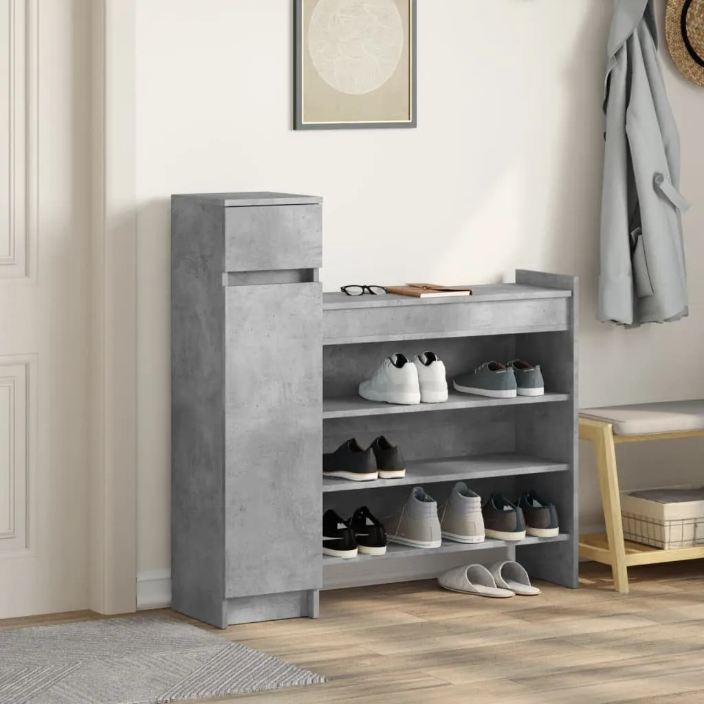 Shoe Cabinet Concrete Grey 100.5x28x100 cm Engineered Wood